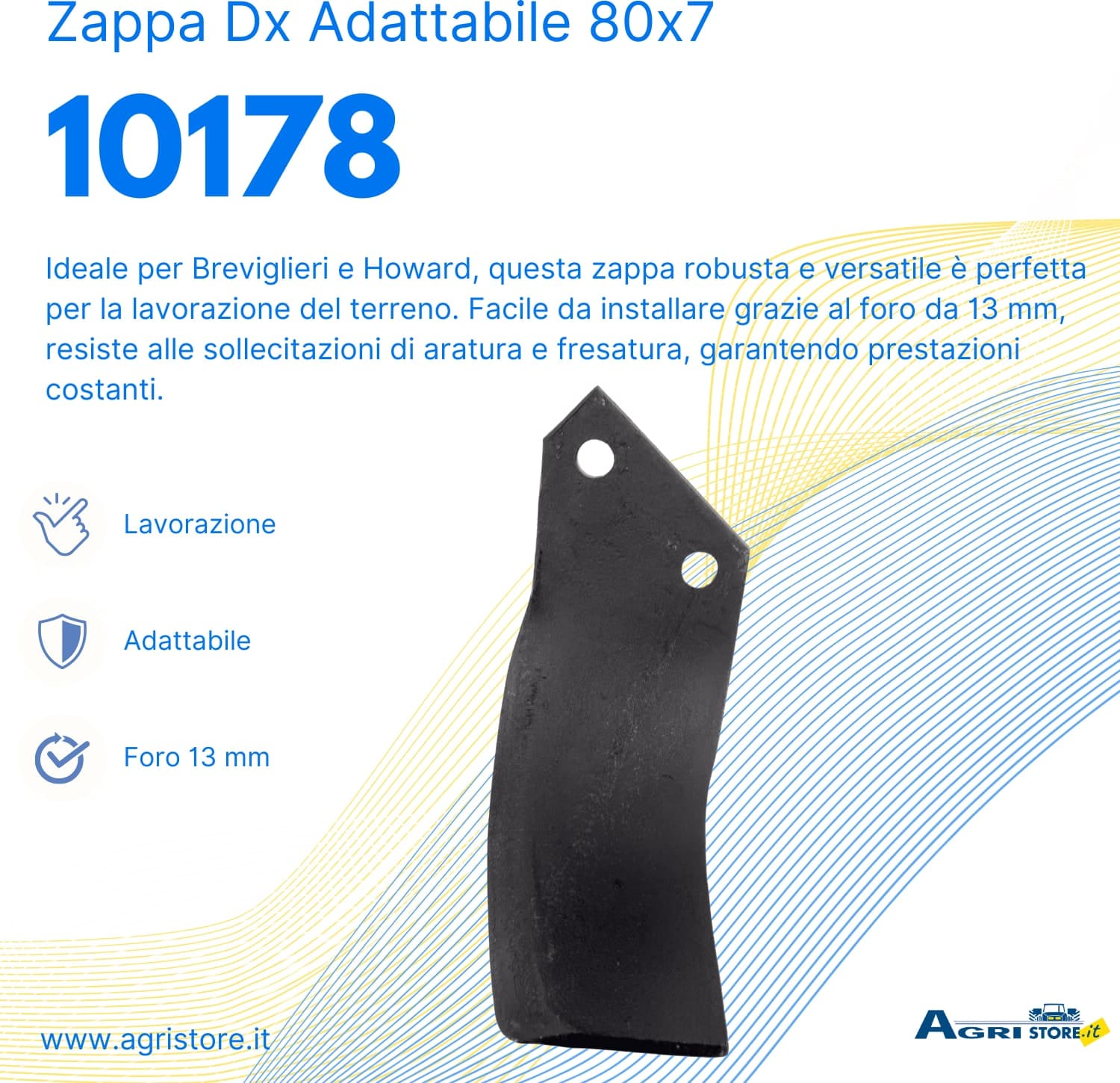 Zappa DX Breviglieri, Howard 80x7 Foro 13 confezione da 10 pezzi - 6