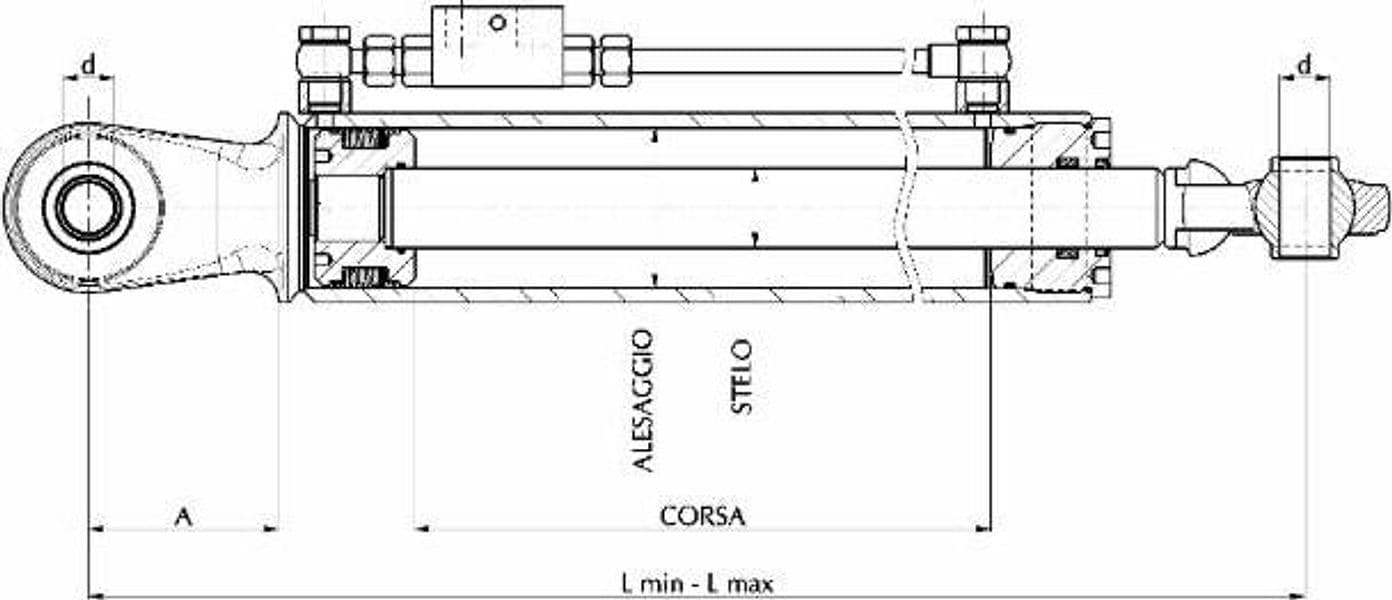 Terzo punto idraulico adattabile Fiat-Landini 80x40x290mm - 2