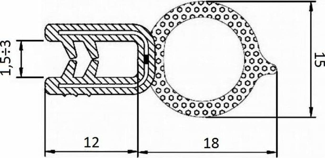 Guarnizione per lamiera o ABS con aggancio da 1mm a 3mm (20 mt) - 4