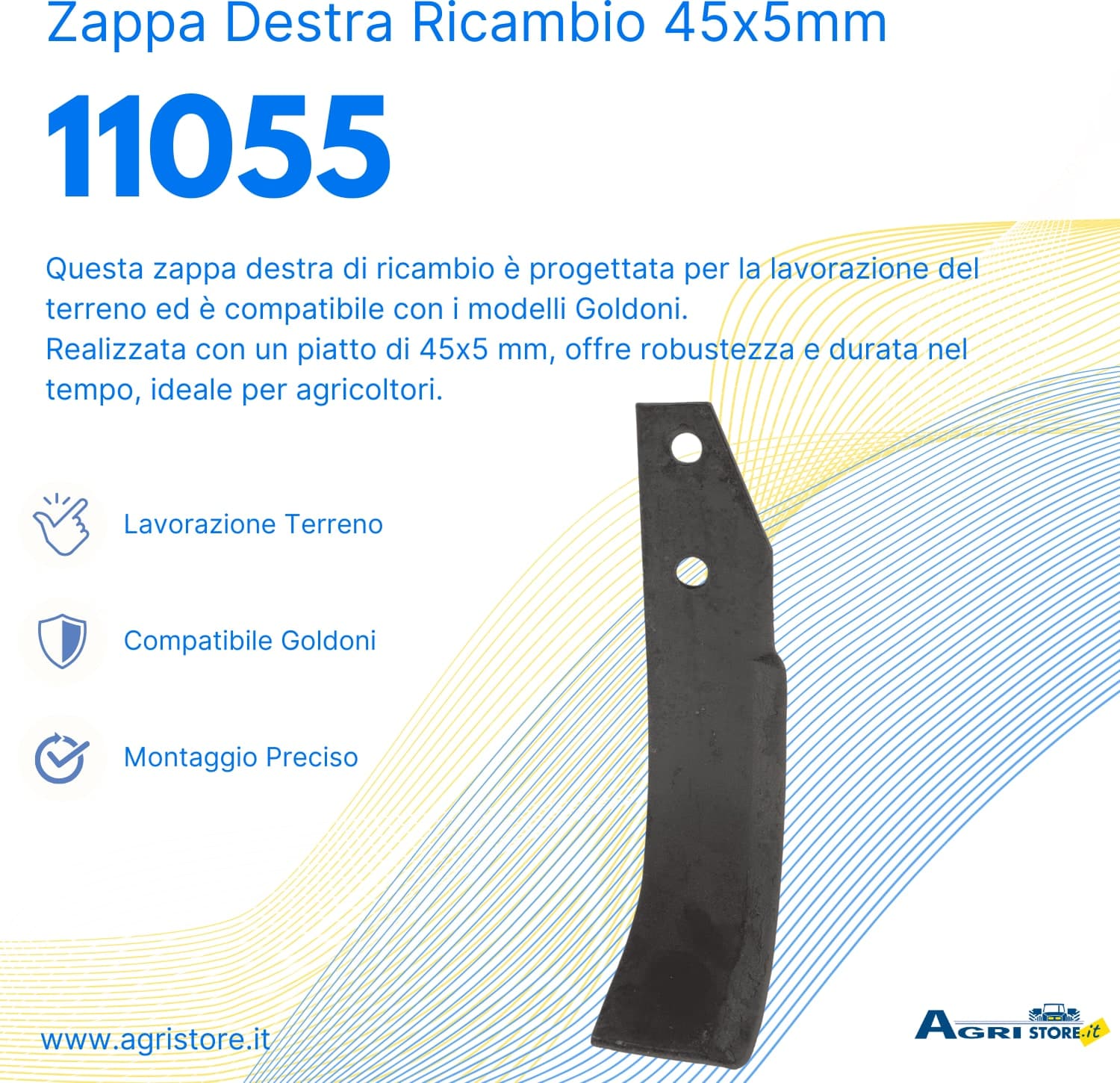 Zappa DX 45x5mm Foro Ø 42mm Goldoni confezione da 3 pezzi - 6