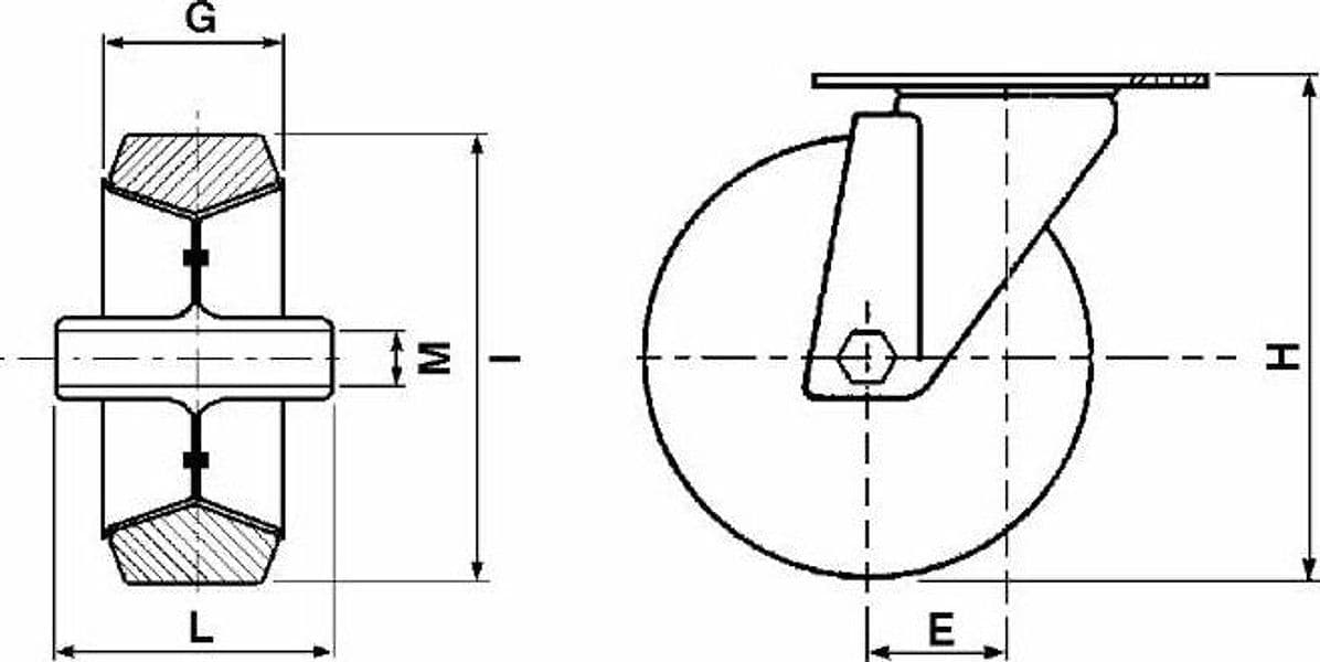 Ruota gommata 160x40mm supporto girevole - 2