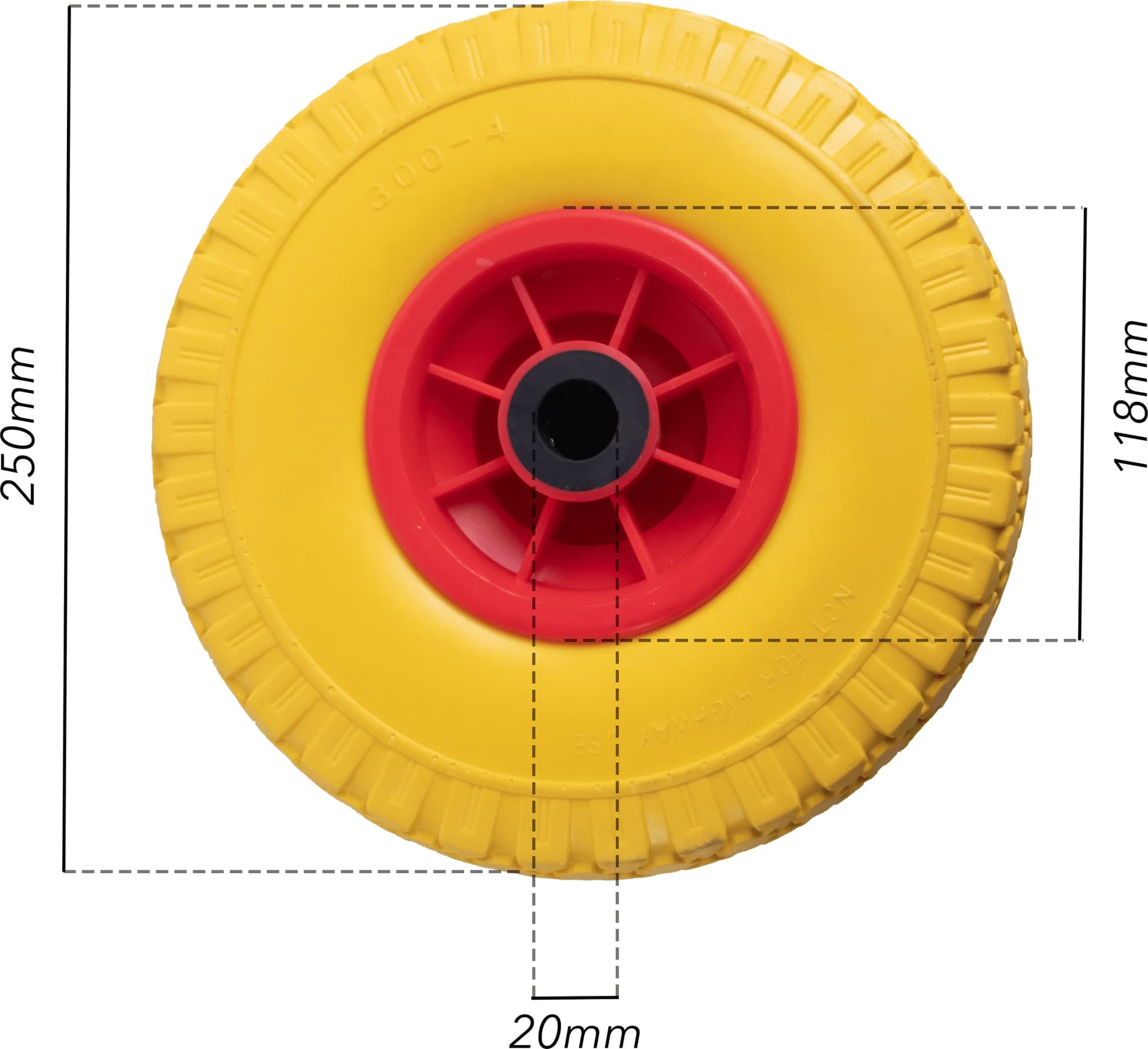 Ruota per carrelli gialla in poliuretano 3.00x4” portata 50kg Ø 250mm - 6