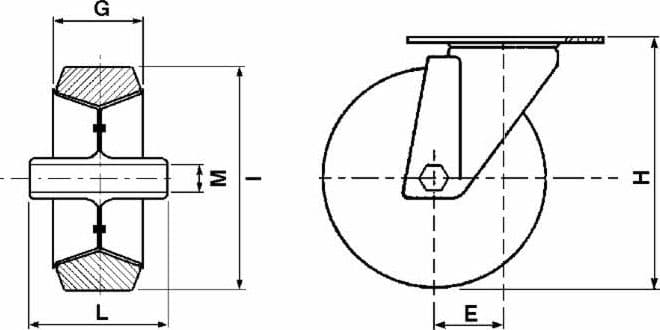 Ruota gommata 80x25mm supporto girevole - 2