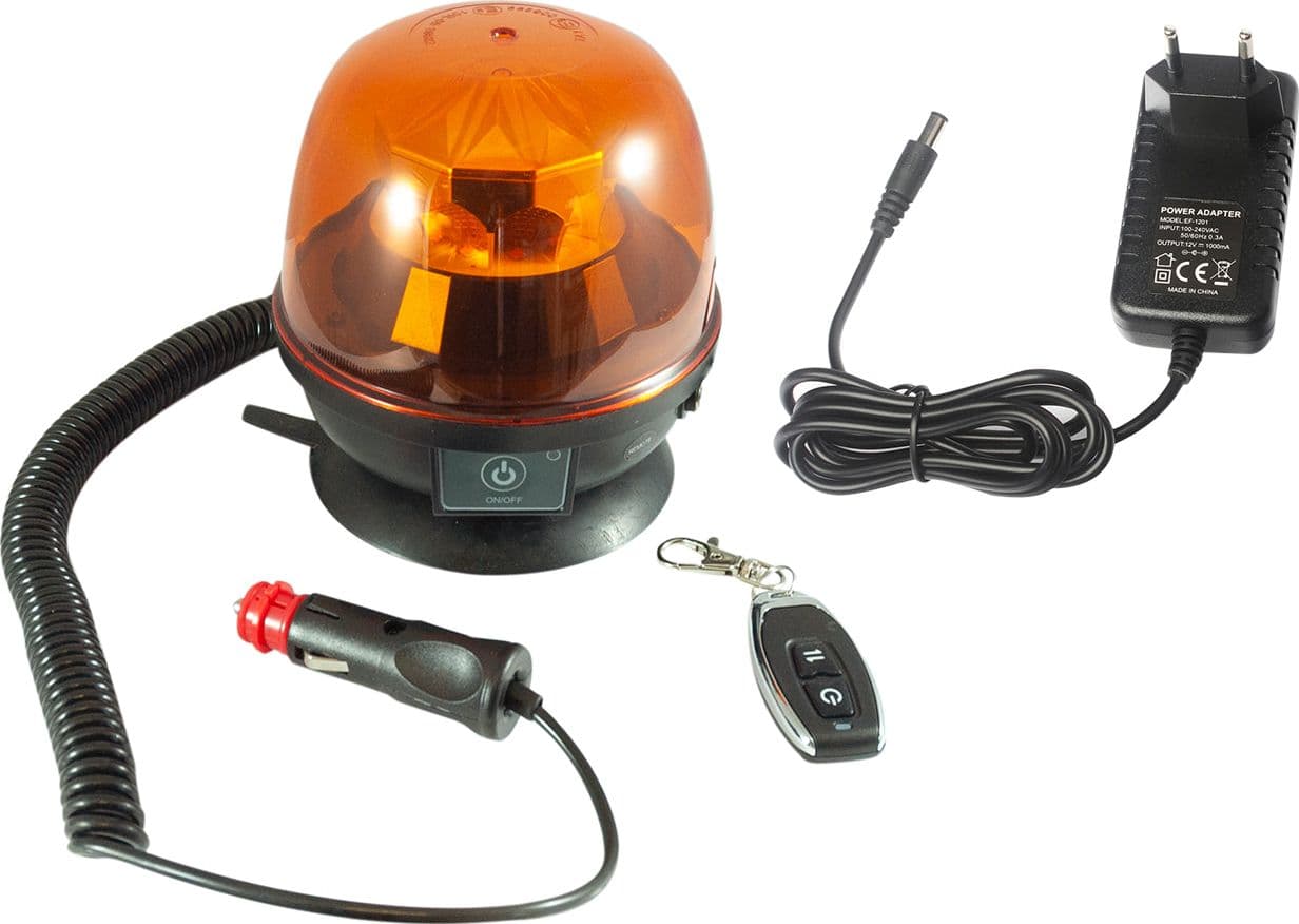 Lampeggiante a batteria con telecomando 12-24V base magnetica