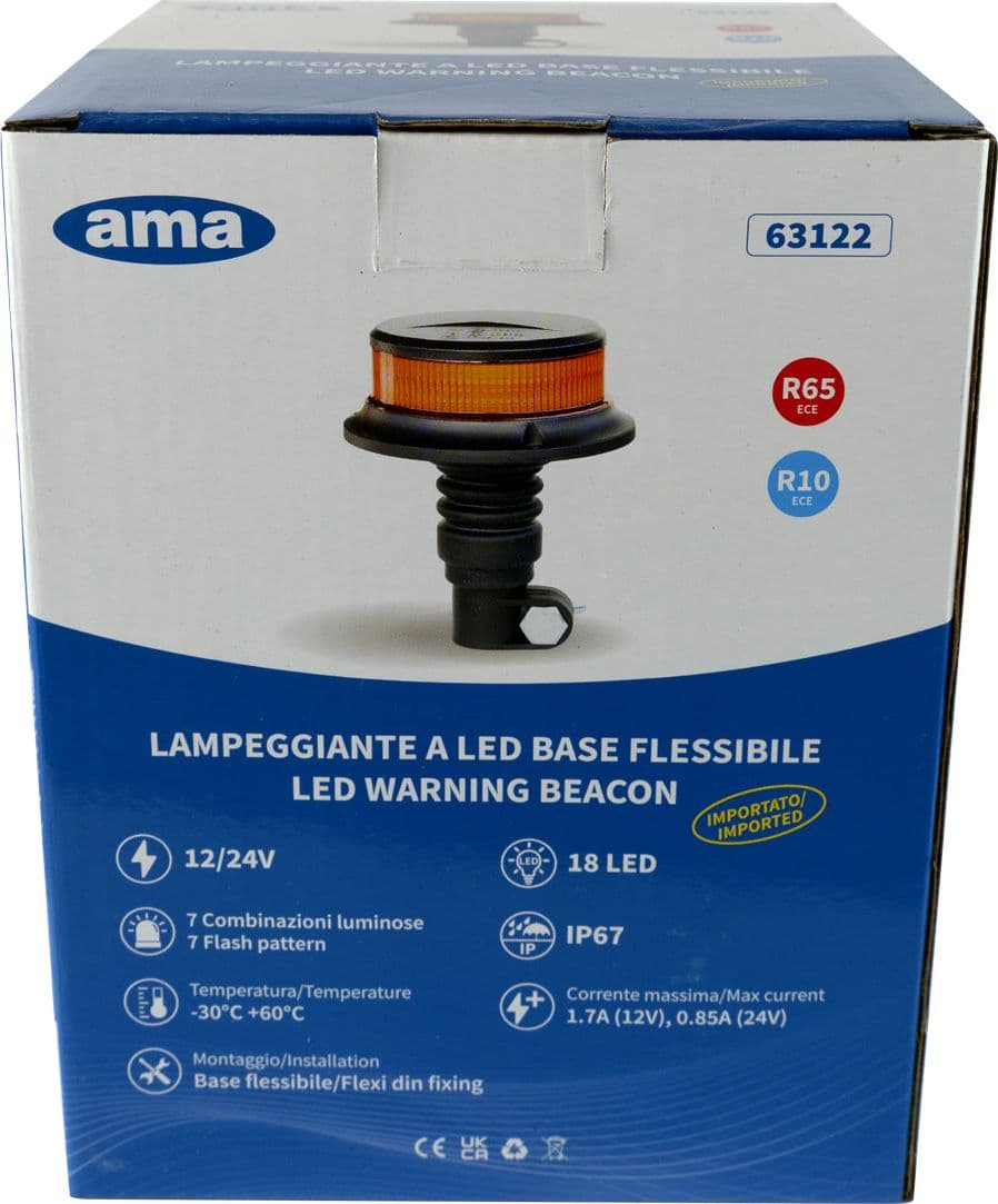Lampeggiante a 18 LED 12-24V base flessibile - 6