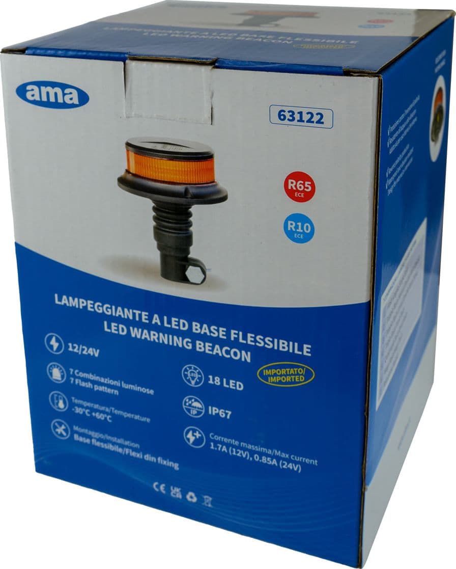 Lampeggiante a 18 LED 12-24V base flessibile - 7