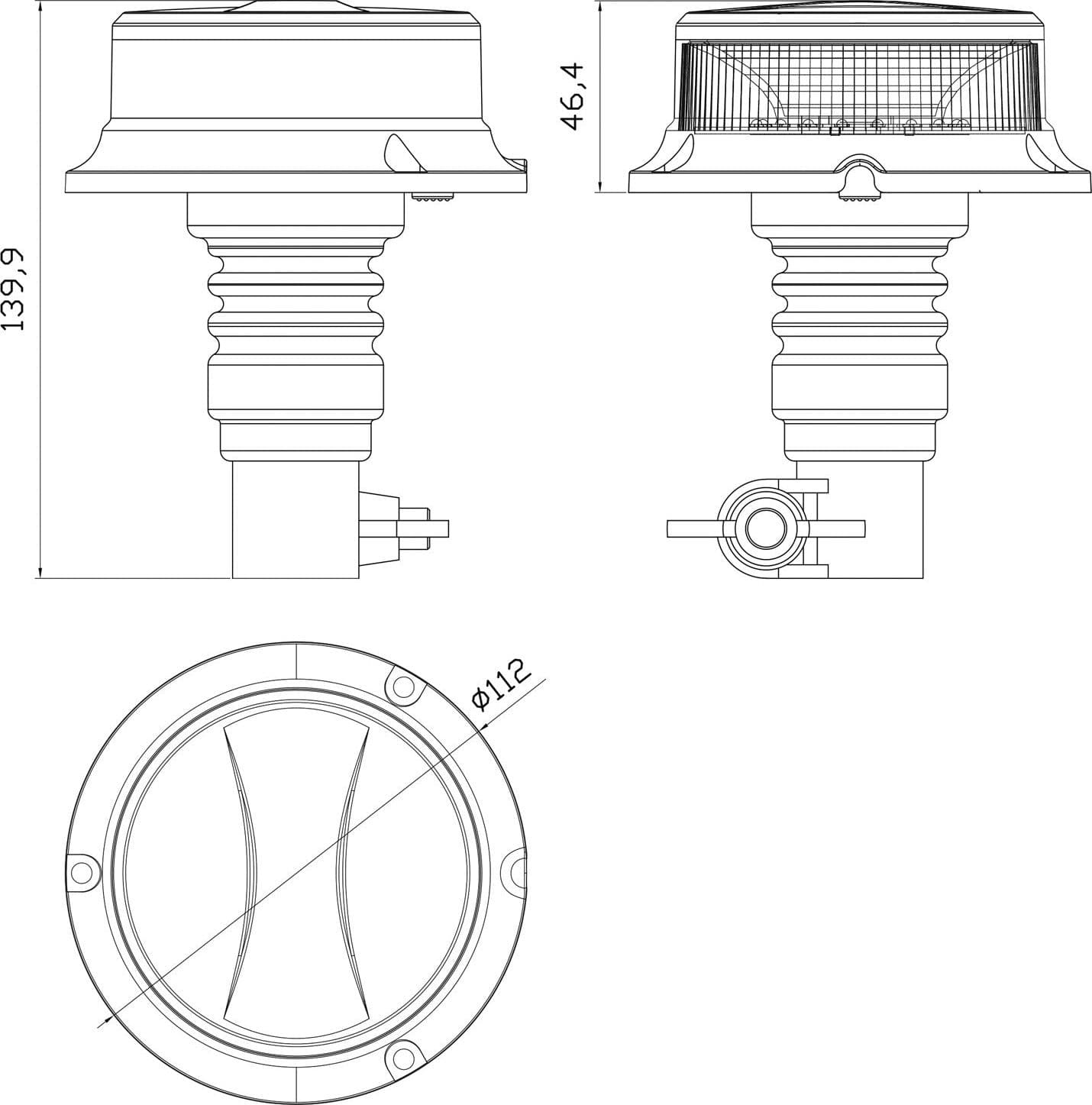 Lampeggiante a 18 LED 12-24V base flessibile - 8