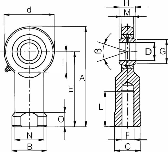 Terminale a snodo femmina per terzo punto Ø 20mm modello EFDO - 2