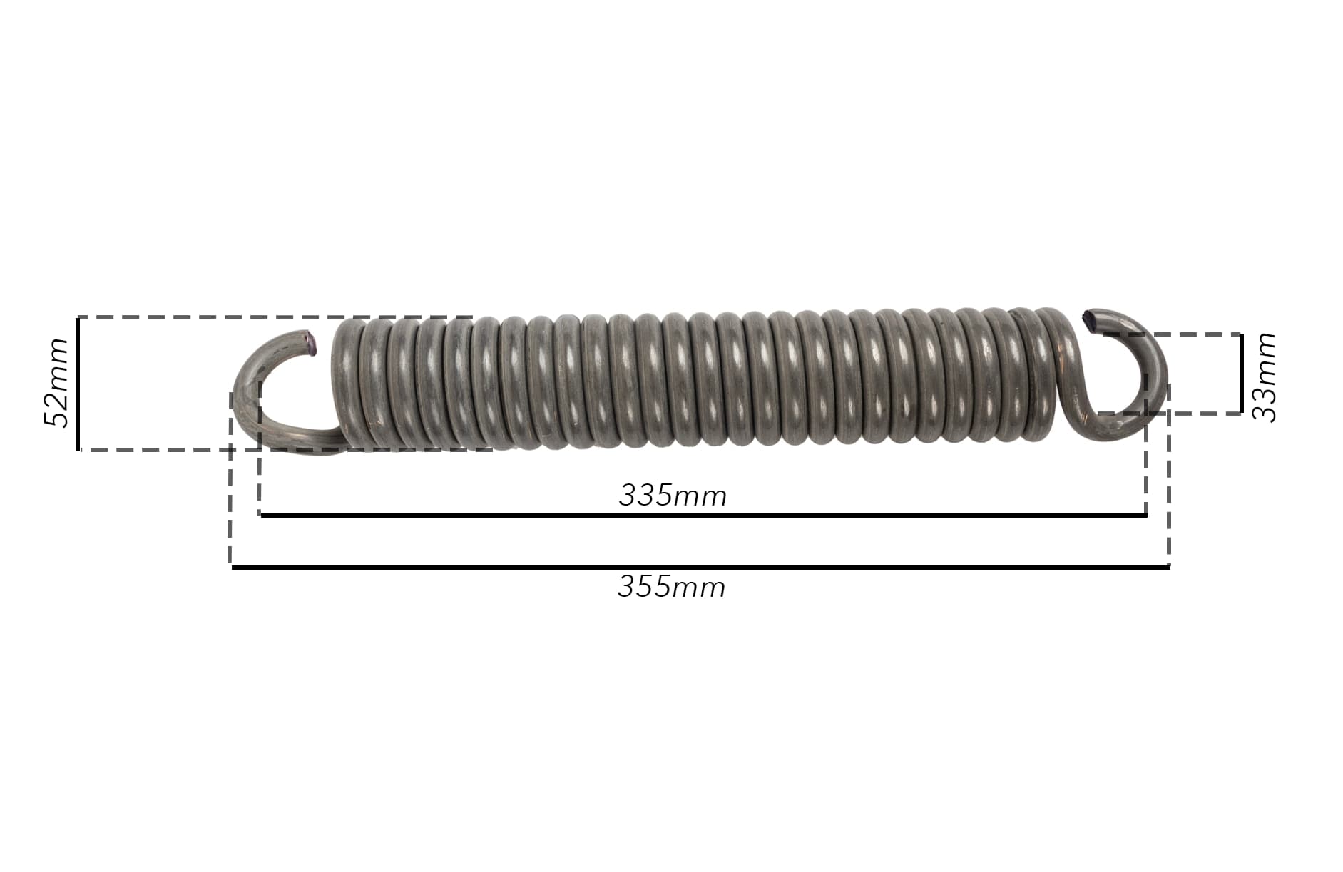 Molla tiller 355mm con gancio aperto a vite spessore 10mm - 2