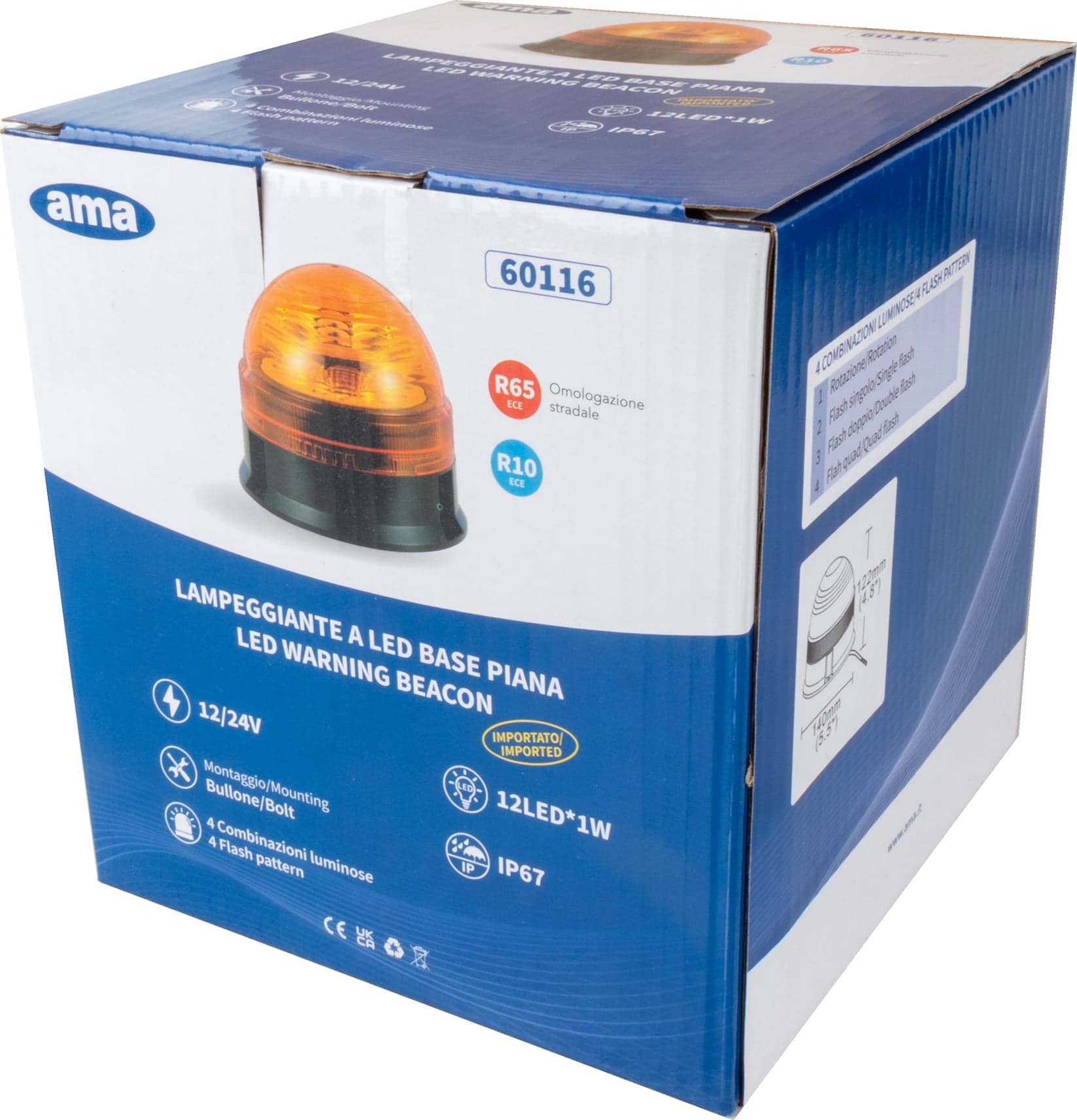 Lampeggiante base piana 12 LED 12-24V - 10