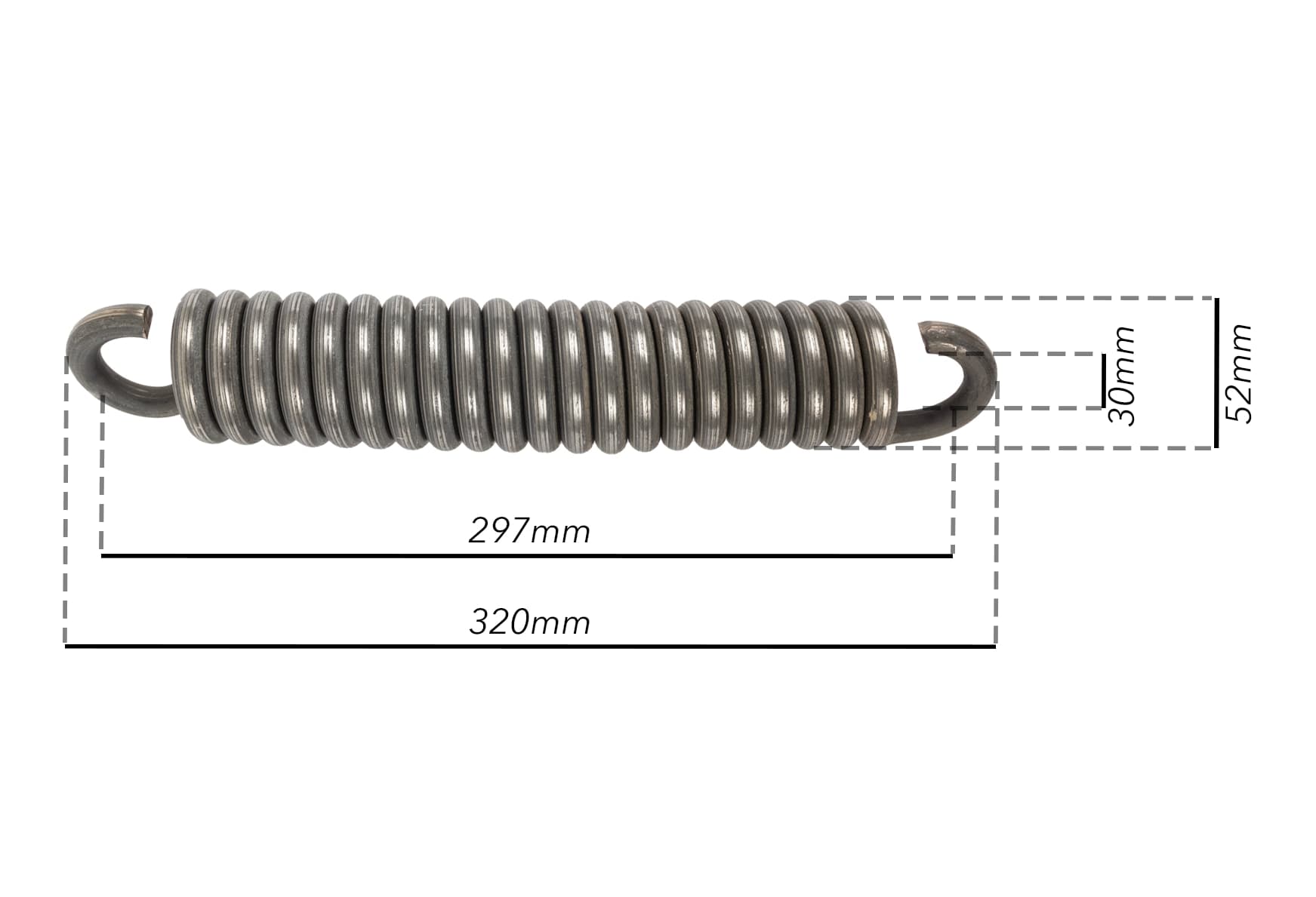Molla tiller 320mm con gancio aperto Ø 11mm - 2