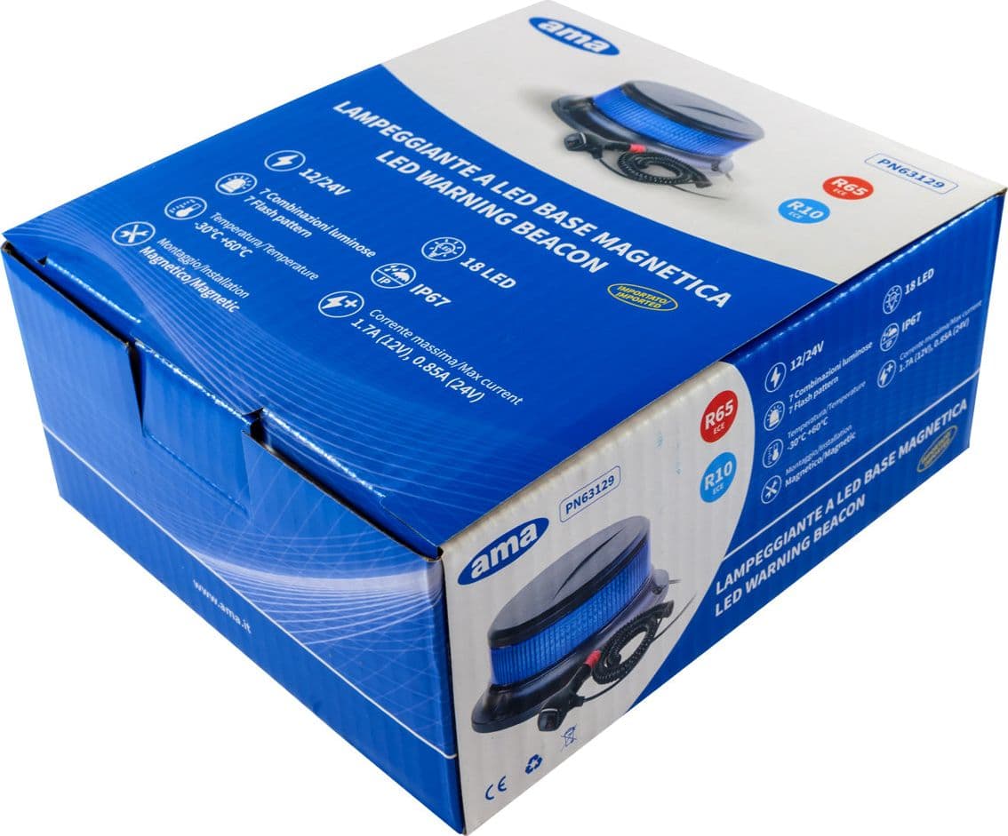 Lampeggiante a led blu 12-24V base magnetica - 6
