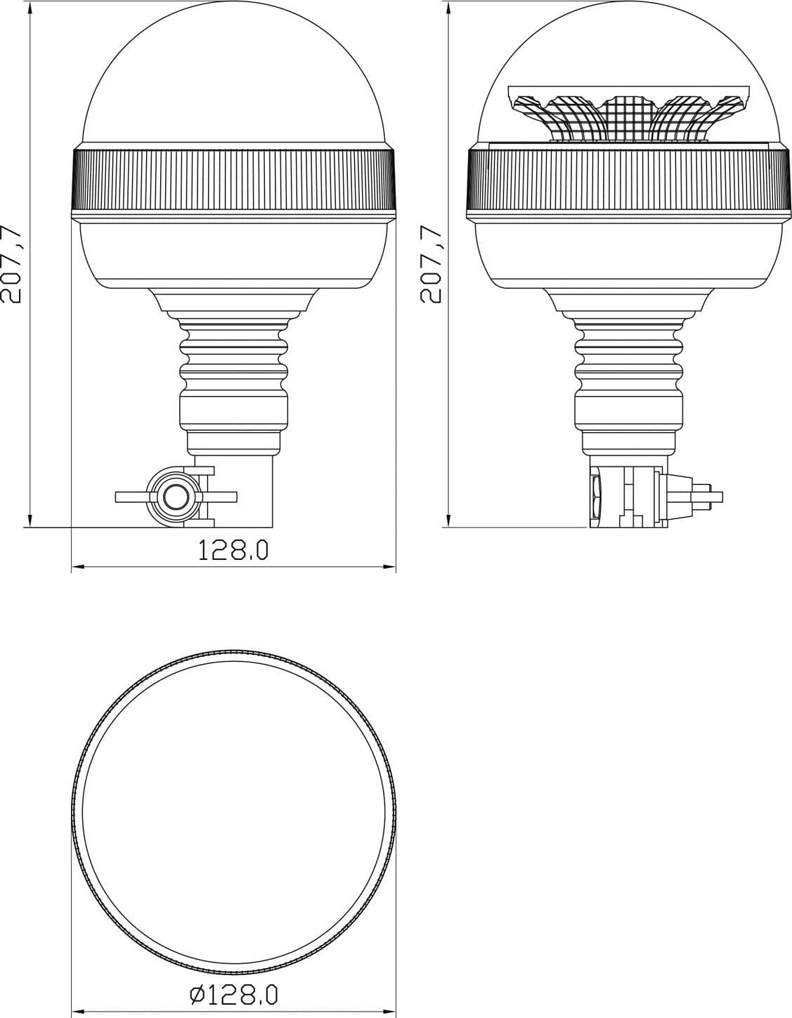 Lampeggiante base flessibile 16 LED 12-24V - 2