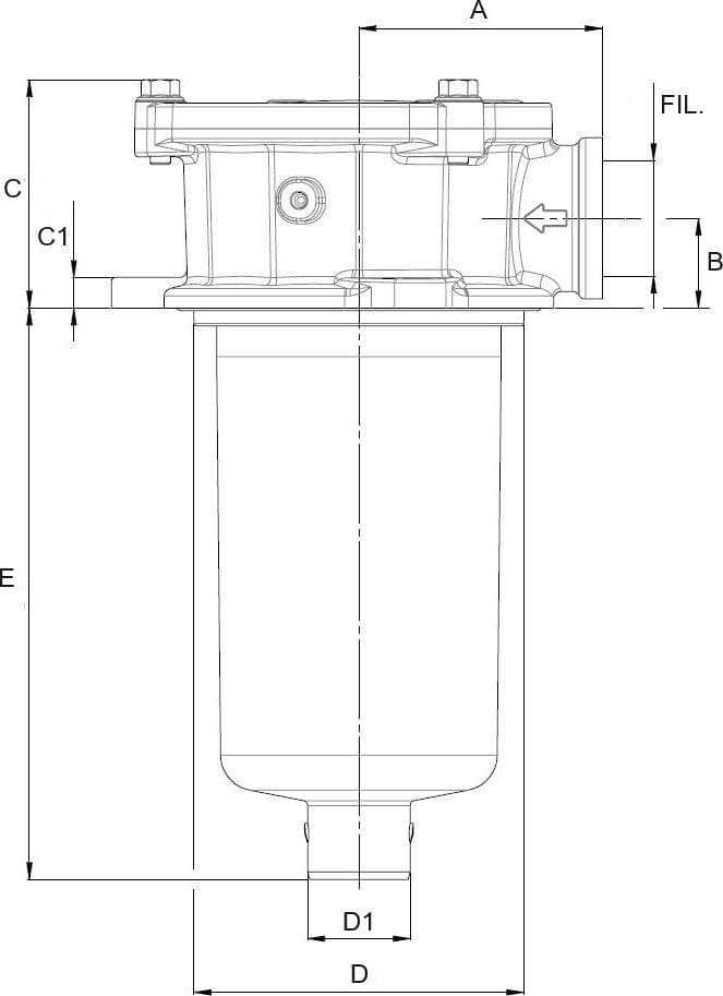 Filtro semi immerso da 1" filtrzione 30µ lunghezza 151mm - 3