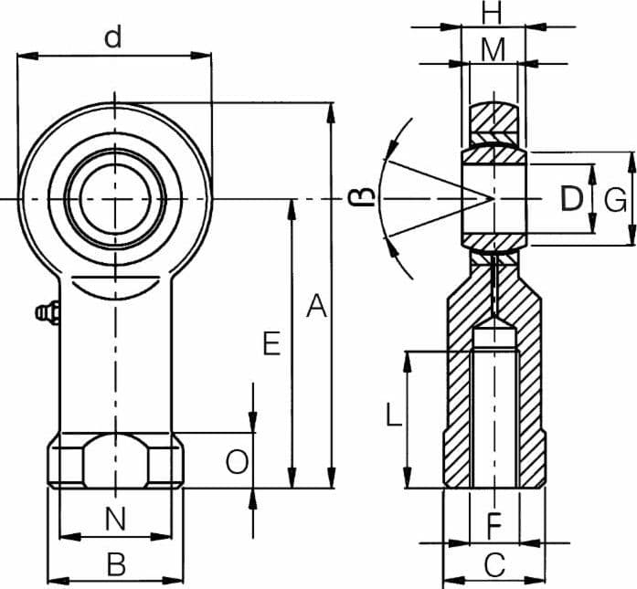 Terminale a snodo femmina per terzo punto Ø 8mm modello EFPB - 2