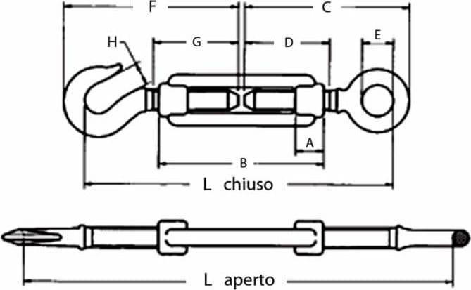 Tenditore Occhio Gancio Acciaio Ø 1/2" L min 223mm confezione da 10 pezzi - 2