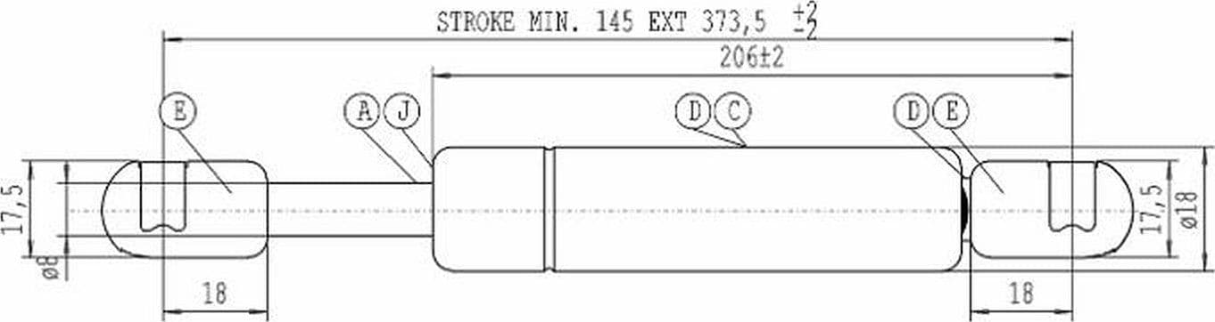 Molla a Gas Stabilus 373,5mm 100 N Deutz-Fahr, Fendt 001094850 - 2