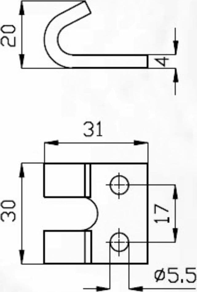 Riscontro per chiusura registrabile a "T" 30x19mm confezione da 10 pezzi - 2