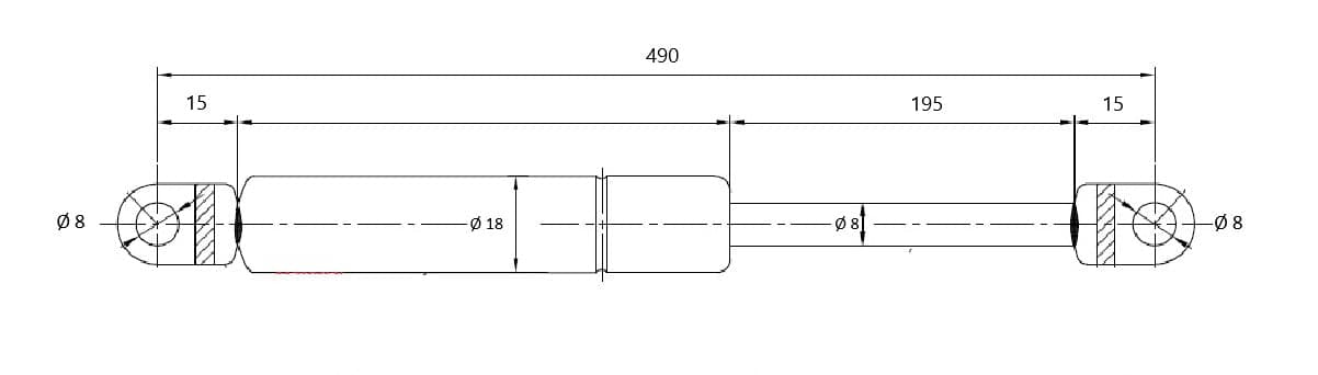 Molla a gas estensione max 490mm 200N adattabile a Fiat - 5