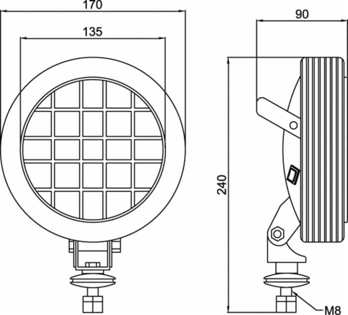 Faro da lavoro alogeno Ø 135mm da 24V 55W - 10