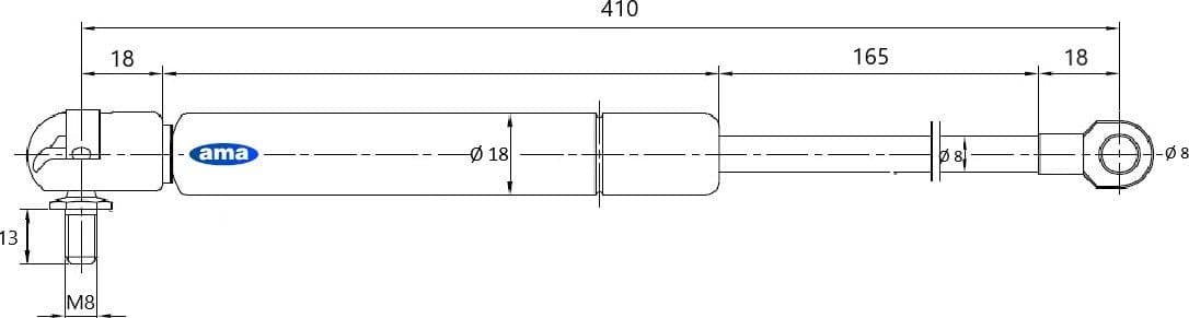 Molla a gas estensione max 410mm corsa 164mm 350 N - 2