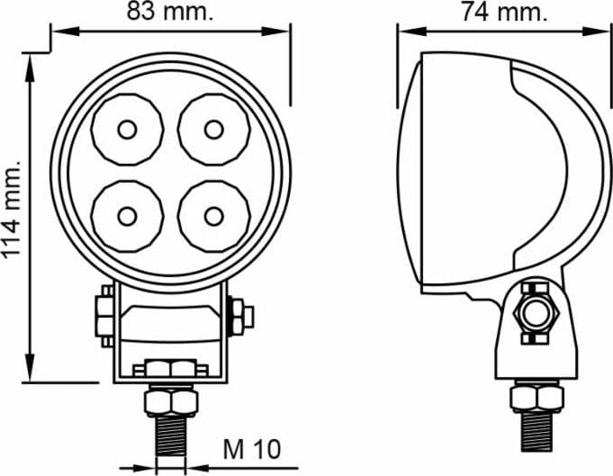 Faro da lavoro 4 LED rotondo ad ampio raggio 12W IP67 - 6