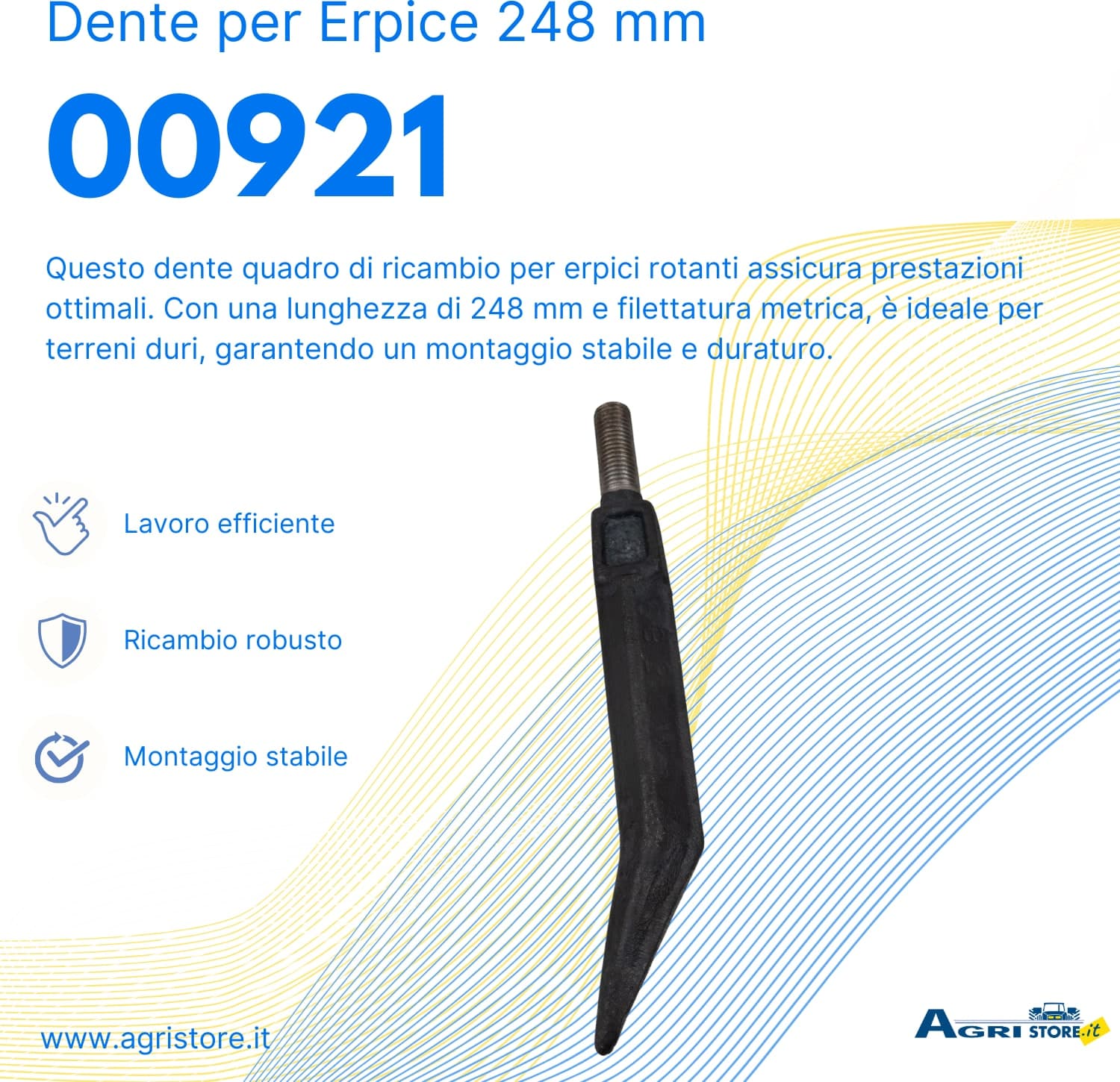 Dente per erpice lunghezza 248 mm lunghezza filetto 45 mm confezione da 10 pezzi - 6