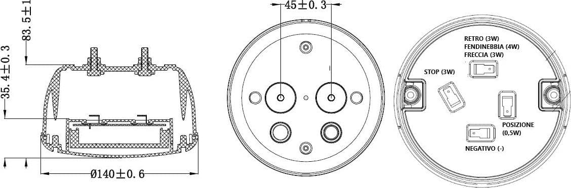 Fanale posteriore dx-sx a LED Ø140mm - 7