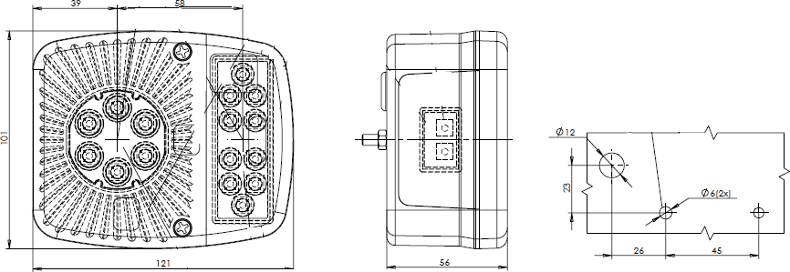 Fanale posteriore LED dx 12-24V 121x56x101mm - 7
