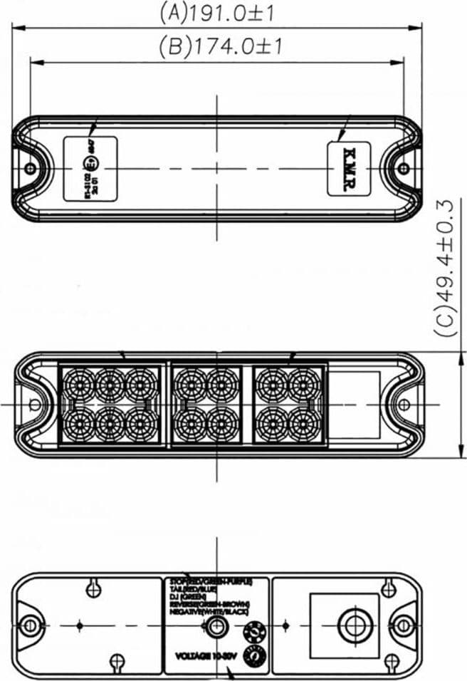 Fanale posteriore dx-sx a 18 LED 10-30V 191x49mm - 2