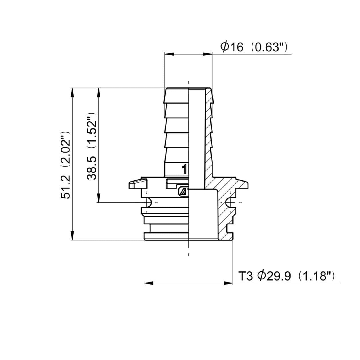 Portagomma dritto Arag con attacco T3M e diametro 16mm confezione da 10 pezzi - 2