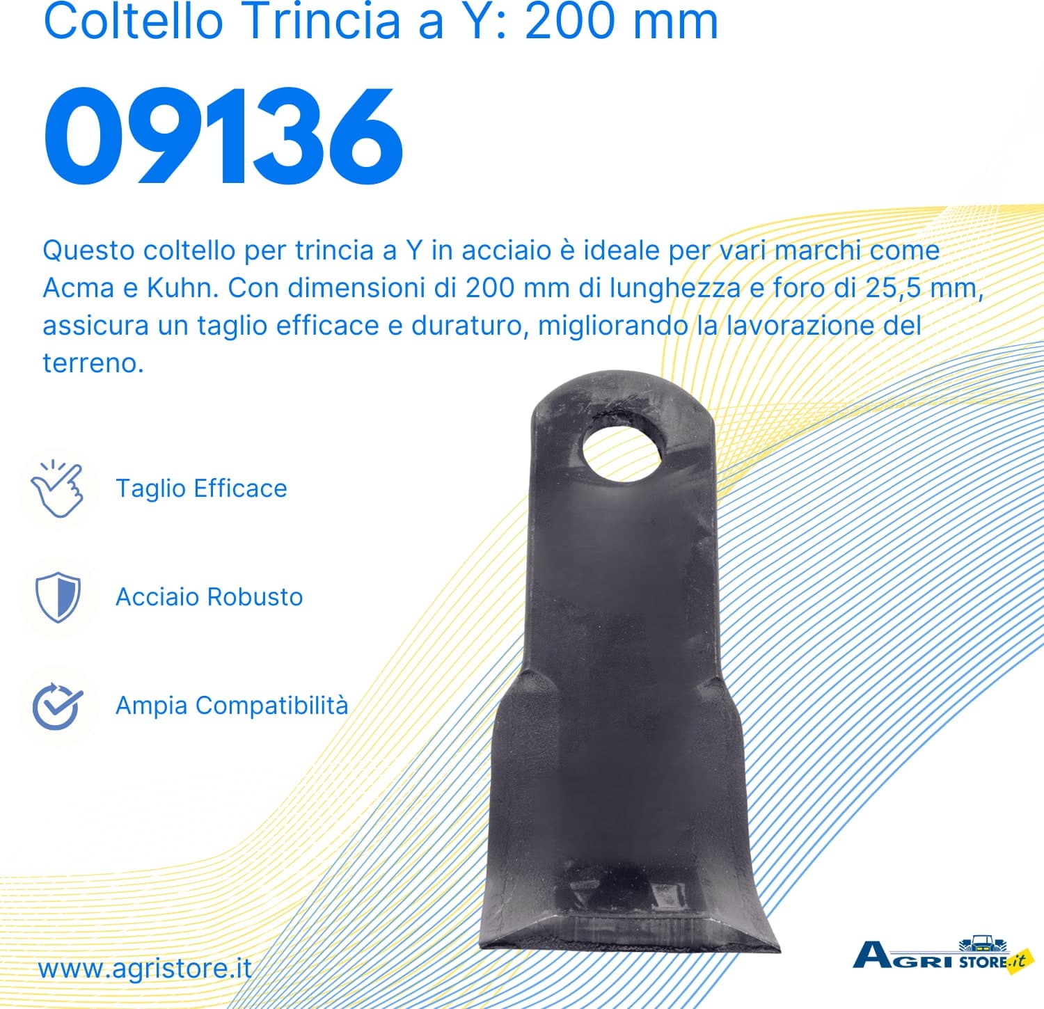 Coltello Trincia a Y 55x200mm Foro Ø 25,5mm confezione da 10 pezzi - 6