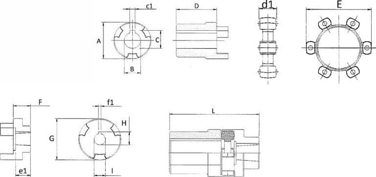 Giunto elastico per pompa gruppo 1 e motore elettrico 0,55-2,2Kw - 2