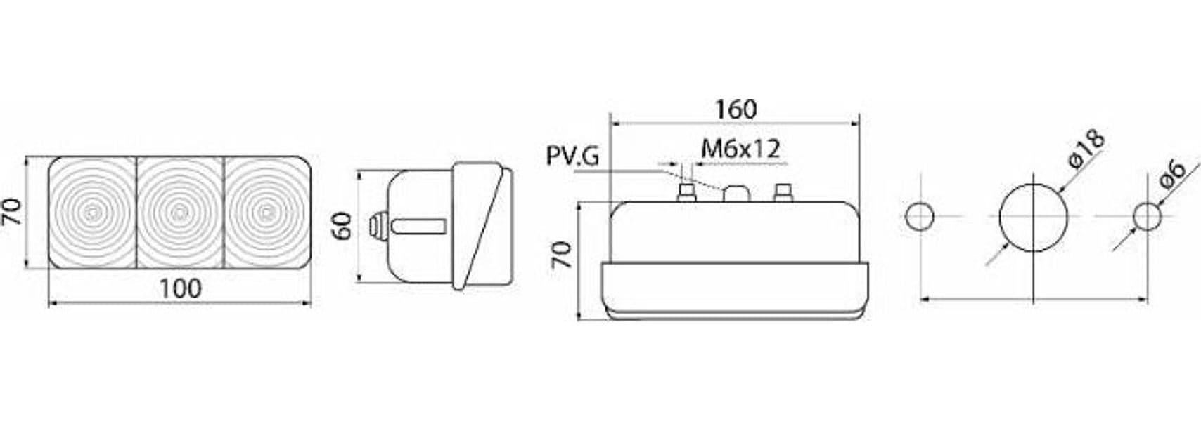 Fanale anteriore direzione posizione dx-sx 162x70mm - 2