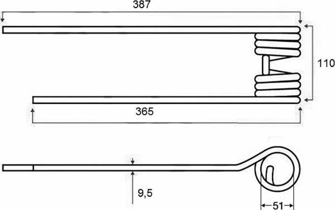 Dente girello sx originale Kuhn 58740600 filo 9,5 confezione da 3 pezzi - 2