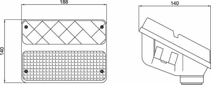 Fanale anteriore dx e sx per trattore dimensioni 188x140mm omologato ECE - 2