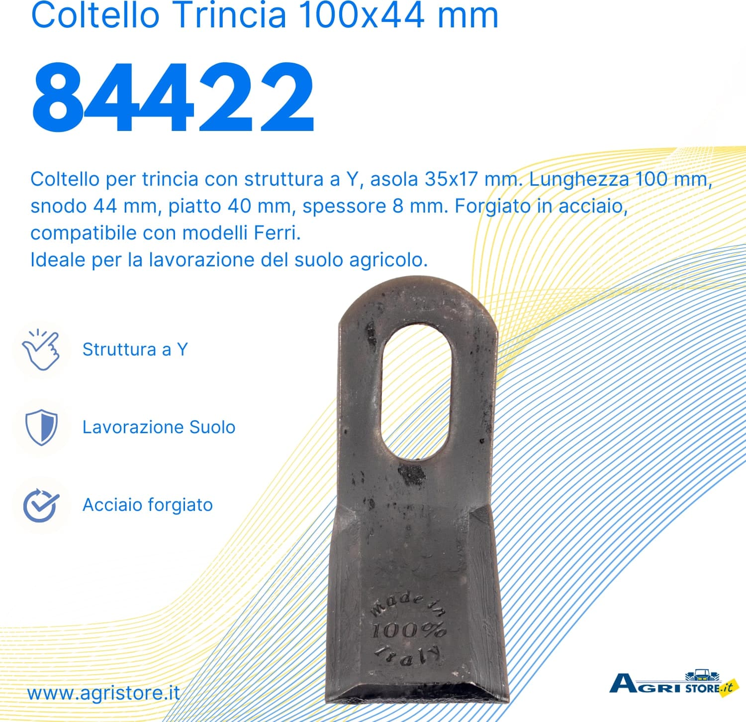 Coltello per trincia lunghezza 100mm larghezza 44mm - 6