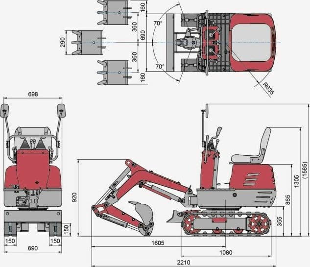 Escavatore Ama EAG100T con motore a benzina da 306cc - 6