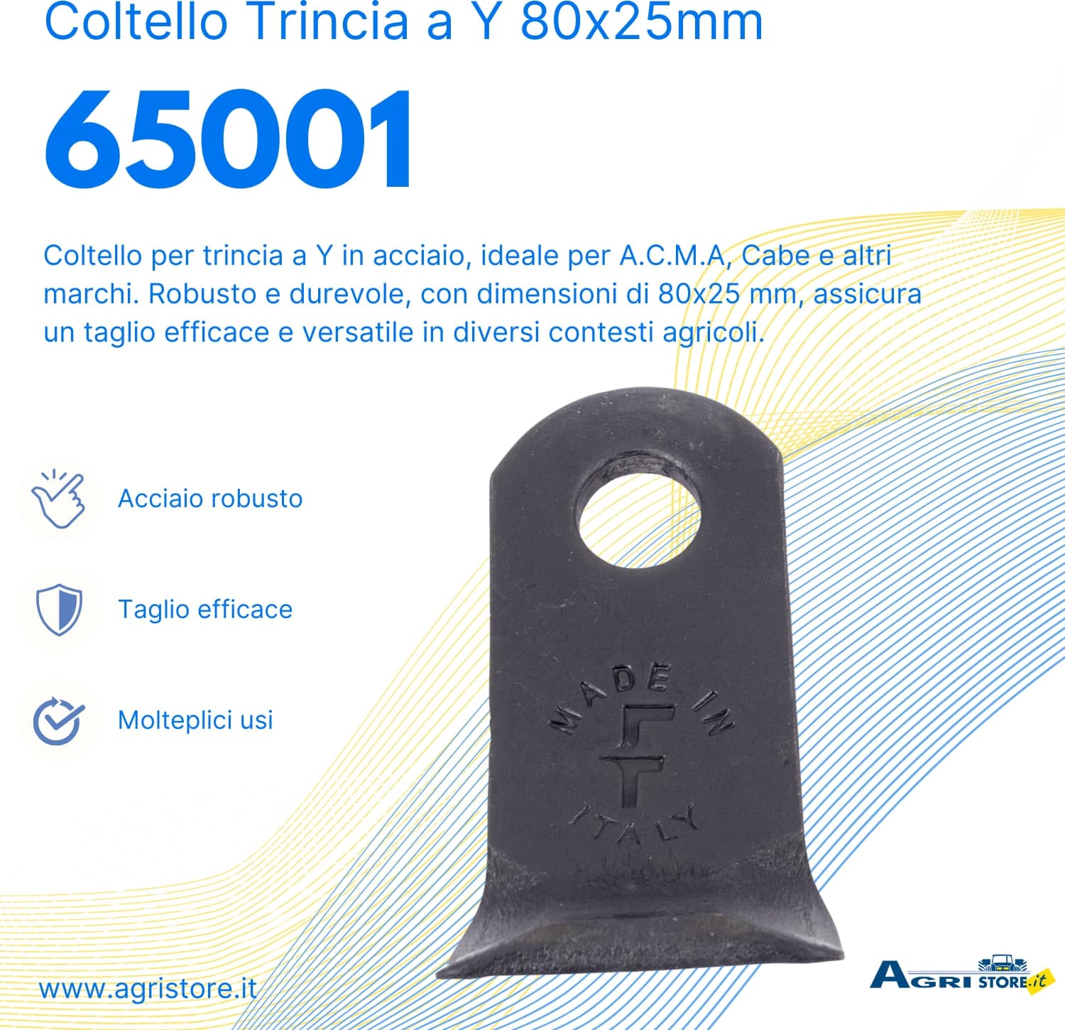 Coltello per trincia a Y altezza 80mm lunghezza 25mm - 6
