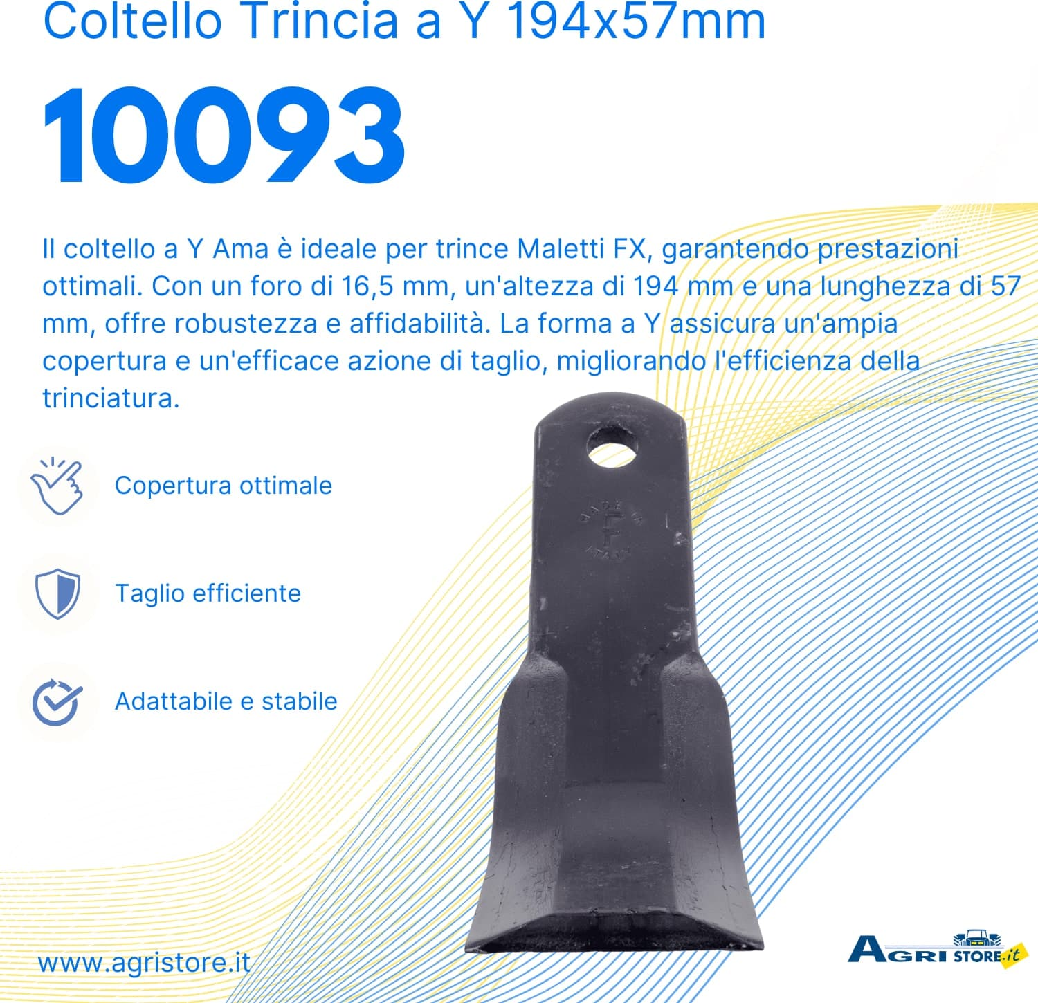 Coltello per trincia a Y altezza 194mm lunghezza 57mm confezione da 10 pezzi - 6