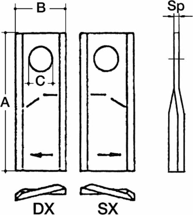 Coltello per falciatrice lunghezza 107mm foro Ø 18,2mm confezione da 10 pezzi - 6
