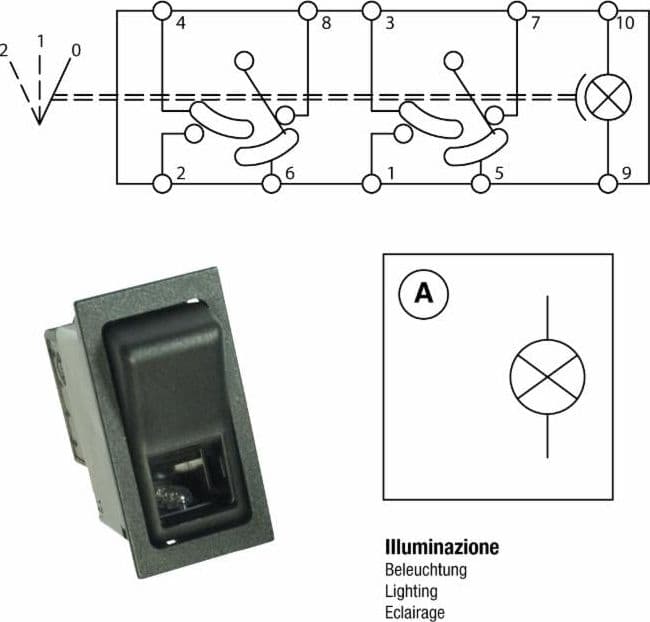Interruttore basculante OFF-ON-ON 12V luci di posizione - 4