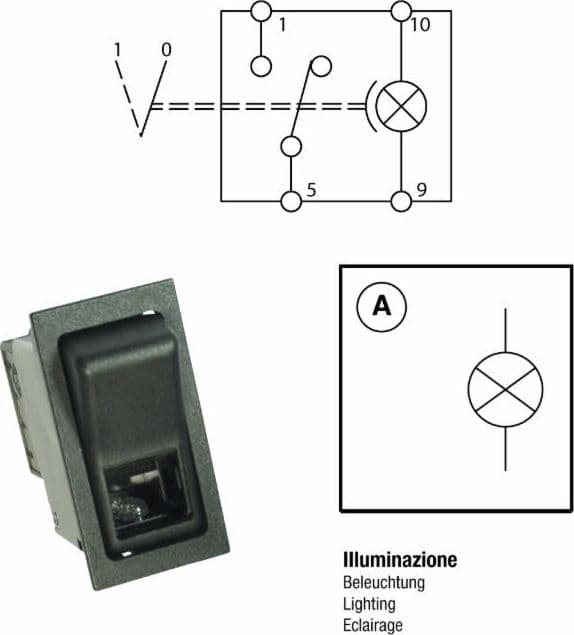 Interruttore basculante ON-OFF 12V fari abbaglianti - 4