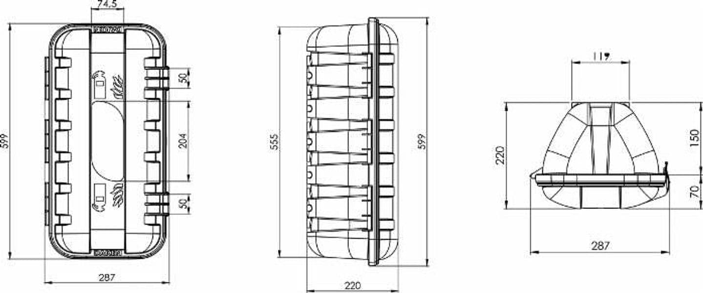 Cassetta porta estintore 6 kg 287x600x220mm - 2