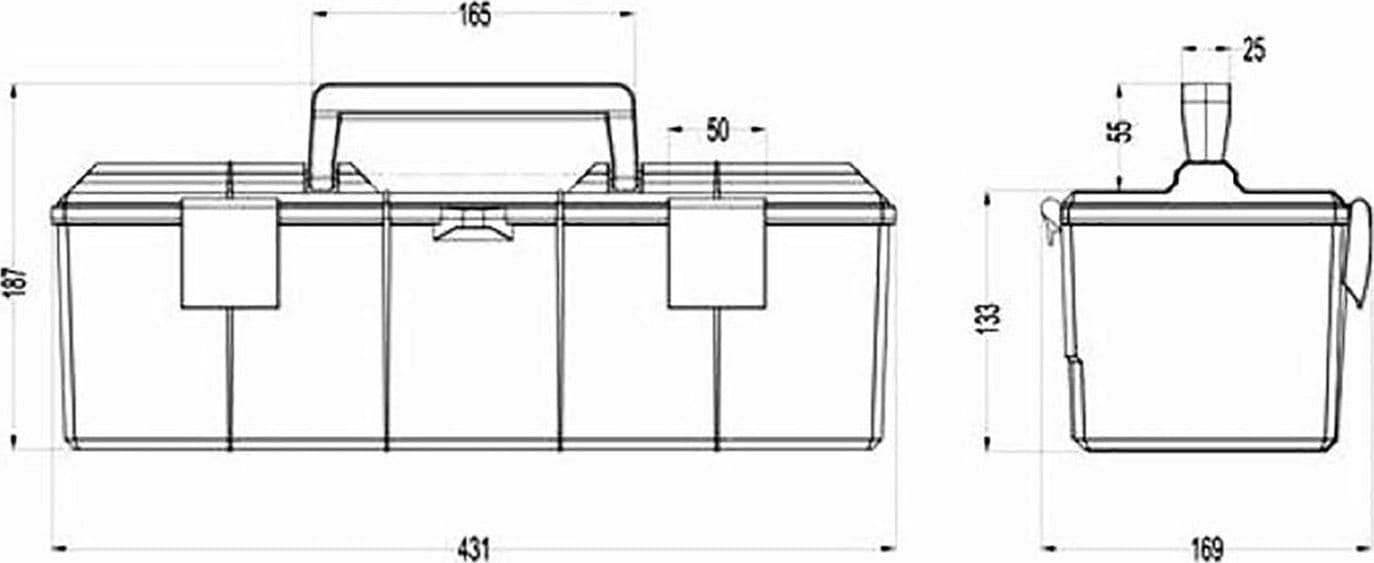 Cassetta porta attrezzi in plastica 430x150x130mm adattabile a Fiat 5135060. - 5
