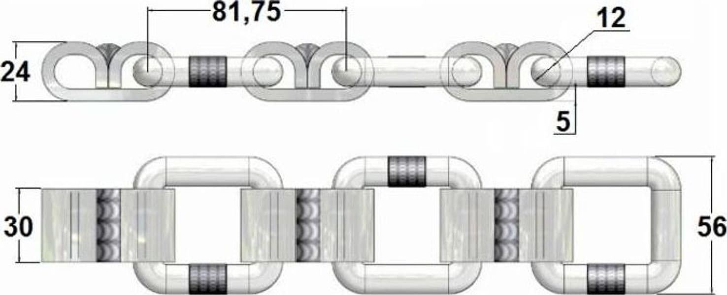 Catena ad anello per carri spandiletame da 3 rotoli lunghi 8,75mt - 2