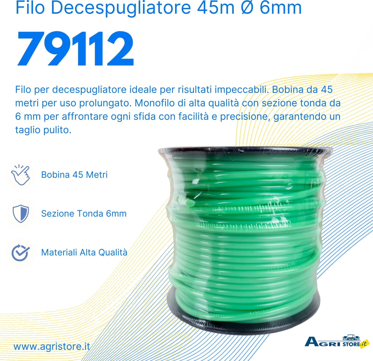 Filo per decespugliatore da 45m sezione tonda Ø 6mm - 6