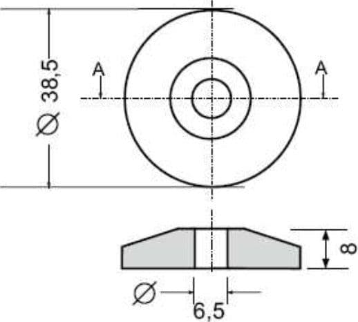 Borchia per cabine foro passante Ø 6,5mm confezione da 10 pezzi - 2
