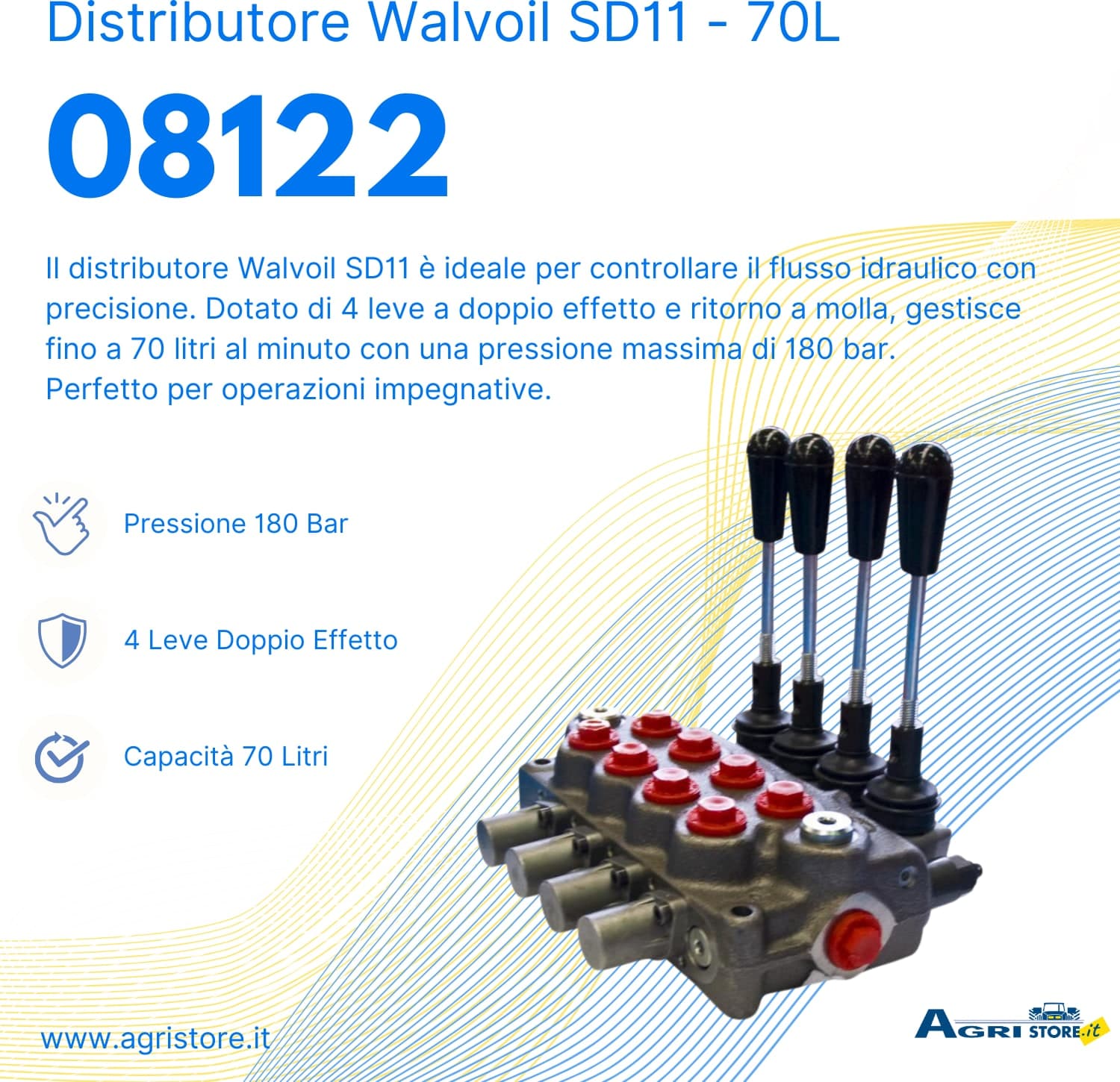 Distributore Walvoil SD11 a 4 leve a doppio effetto - 70L - 2