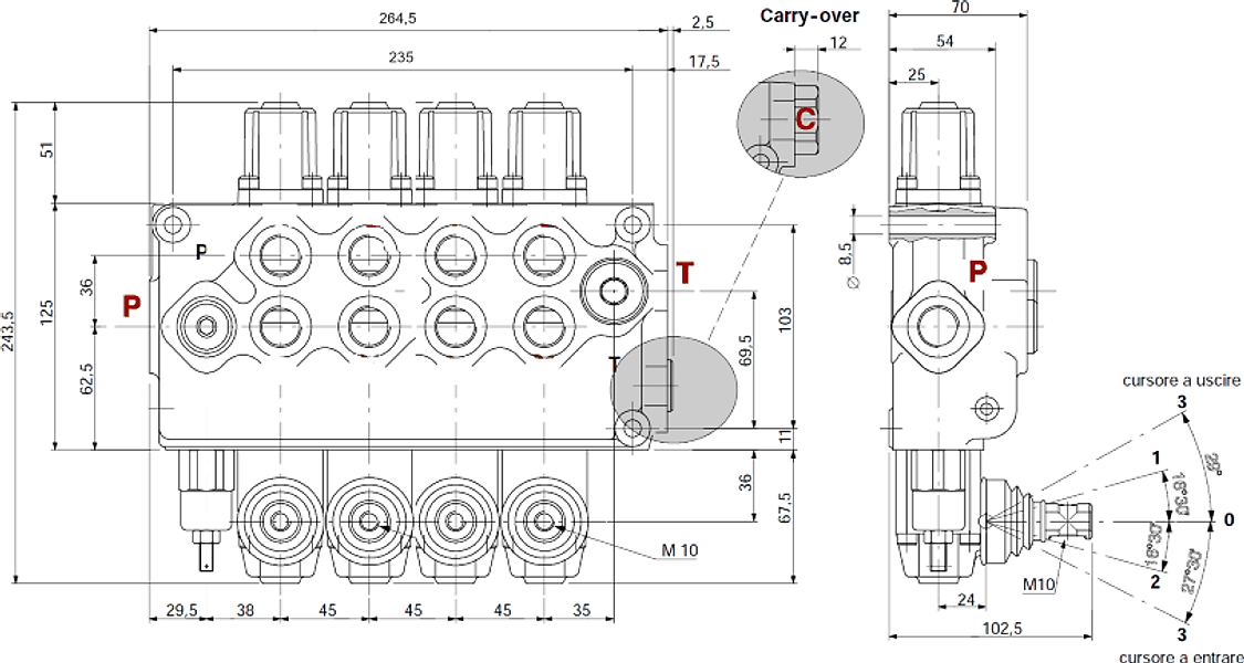 Distributore Walvoil SD11 a 4 leve a doppio effetto - 70L - 5